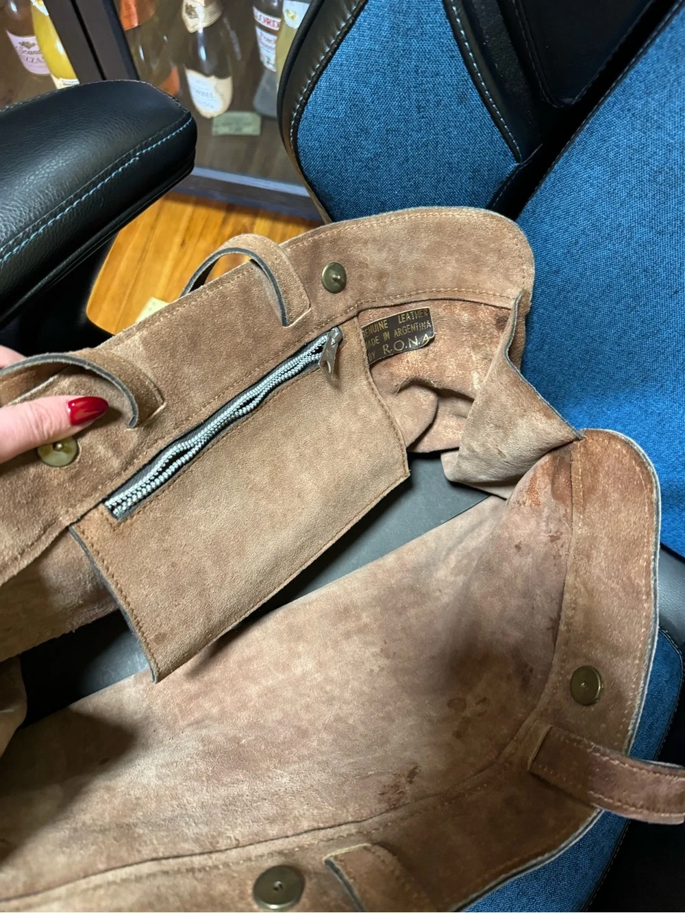 Men's Brown Suede Tote Bag